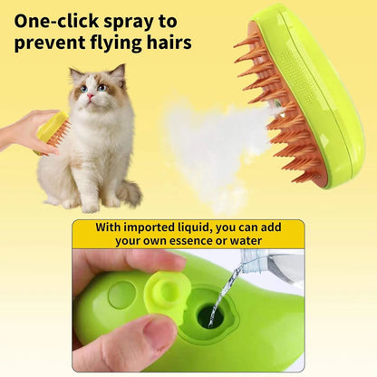 A Steam Pet Brush Cat Steam Brush Release Button 3-In-1 Cat Beauty Tool Self-Cleaning Dog Cleaning Brush Dog Product