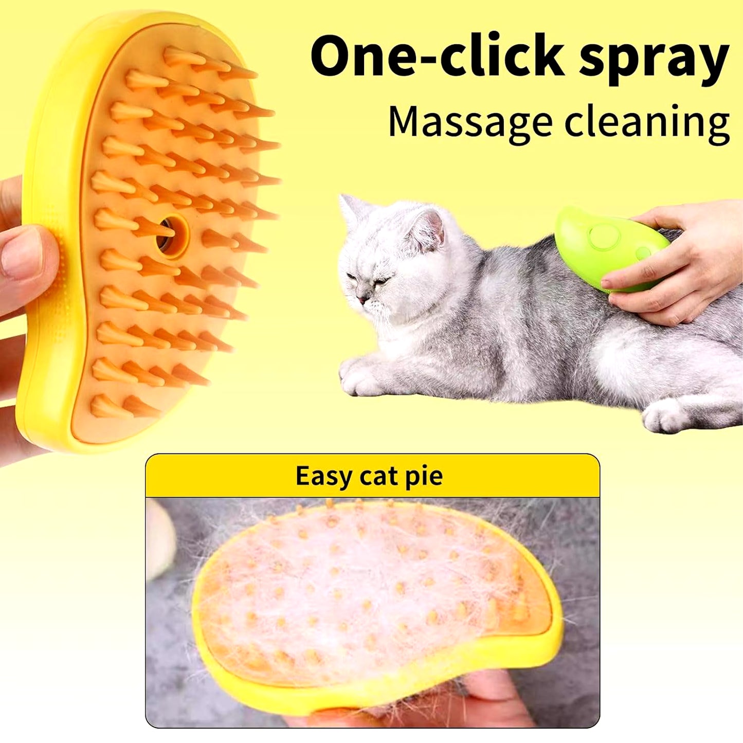 A Steam Pet Brush Cat Steam Brush Release Button 3-In-1 Cat Beauty Tool Self-Cleaning Dog Cleaning Brush Dog Product